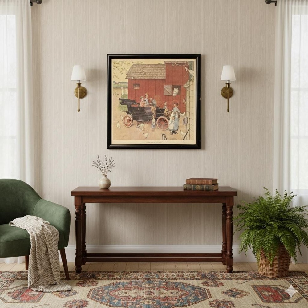 Norman Rockwell The Famous Model T Boss of the Road Framed Lithograph Print Art